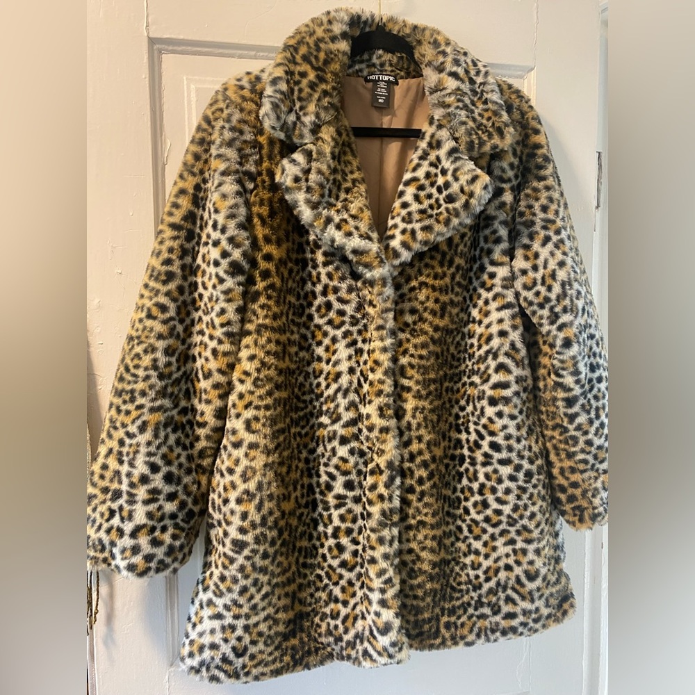 Faux Leopard Print Coat